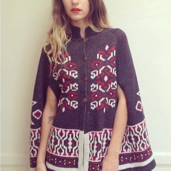 Vintage 1960’s Hopi Kachina Tribal Patterned Poncho - Picture 2 of 9